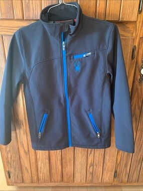 Spyder Kids Navy Jacket with Bright Blue Accents size  L14-16